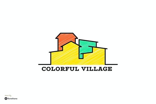簡約彩色線條村莊建筑 LOGO標(biāo)識(shí)平面設(shè)計(jì)